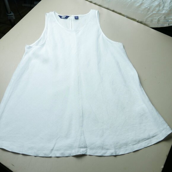 White Linen Sleeveless Tank - Picture 1 of 7